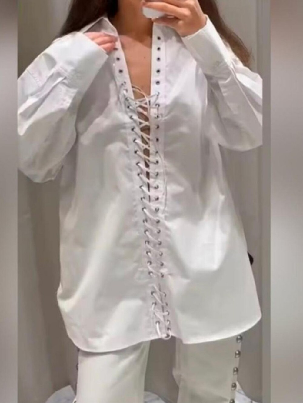 NWT WHITE LACE FRONT SHIRT